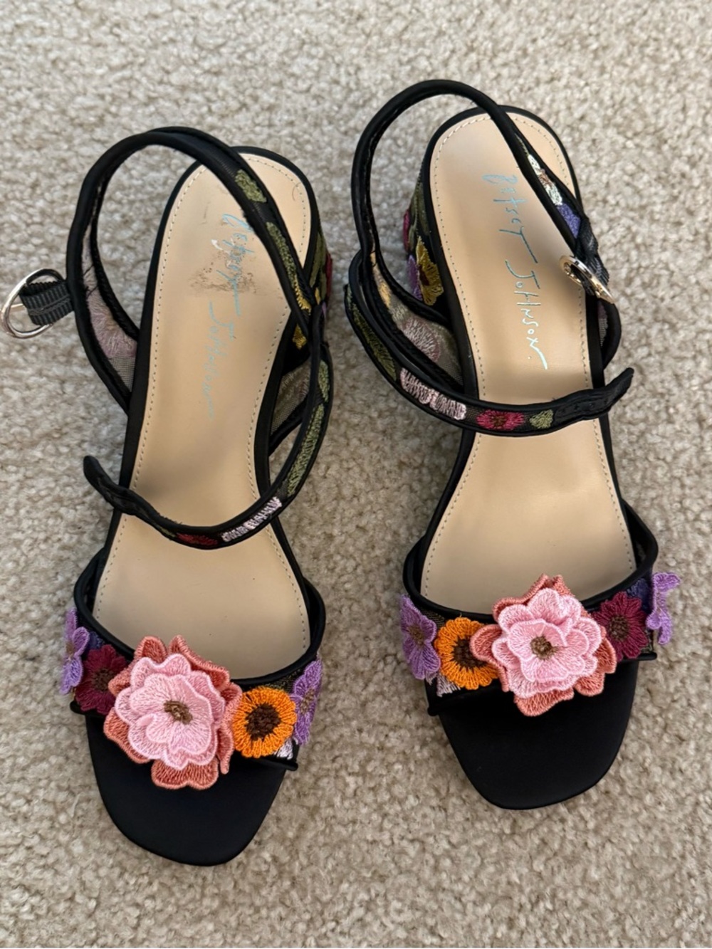 Never worn betsey johnson strappy floral heels